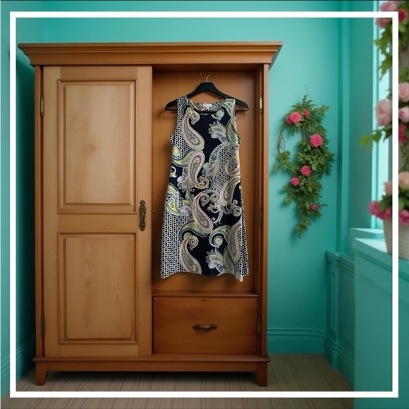 NWOT ✮ Navy Paisley Sleeveless Any Occasion All Seasons - Picture 2 of 7